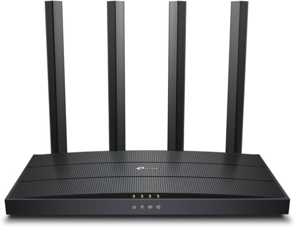 AX1500 Wi-Fi 6 Router SPEED: 300 Mbps at 2.4 GHz + 1201 Mbps at 5 GHz SPEC: 4× Antennas, Broadcom 1.5 GHz Triple-Core CPU, 1× Gigabit WAN Port + 4× Gigabit LAN Ports, 1024-QAM, OFDMA