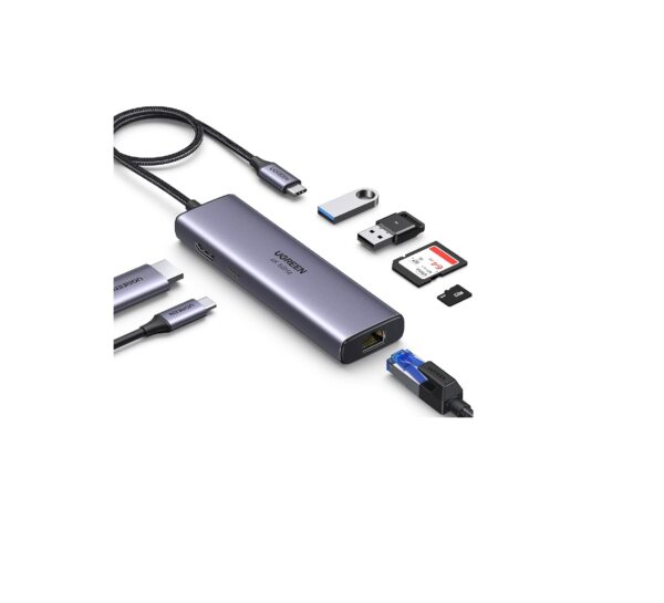 UGREEN 7in1 USB C Hub with Gigabit Ethernet 4K@60Hz HDMI, 100W PD Charging
