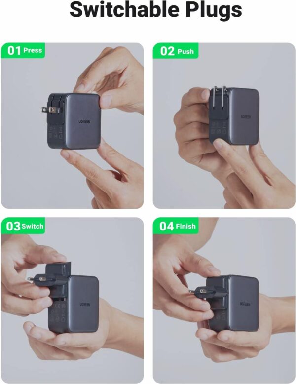 Nexode GaN 65W USB C Charger International Travel Charger Plug 3 Port Fast Wall Charger - Image 4
