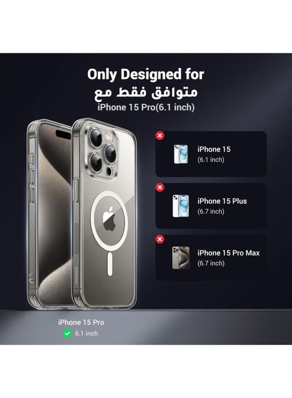 UGREEN iPhone 15 Pro Magsafe Case Clear N52 Stronger Magnets Shockproof Military-Grade Protection - Image 4