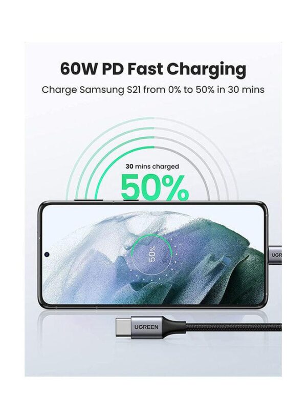 USB 2.0 C M/M Round Cable Nickel Plating Aluminum Shell 2m - Image 2