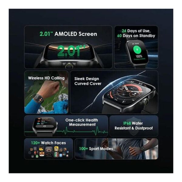 Smart Watch OSW-812 Nova AM 2.01 - Black - Image 3