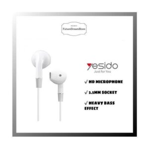 YH30 Metal Earphone 3.5mm In-Ear Wired Earbuds With Mic Stereo Bass Headphone Headset White