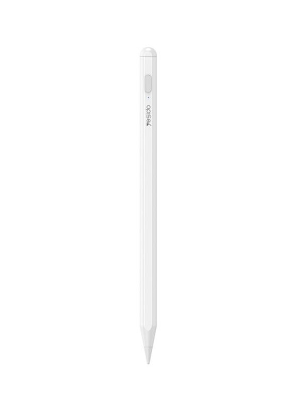 ST15 Aluminum Alloy Pom Tip No Delay Universal Active Stylus Pen With Magnetic Adhesive Design White