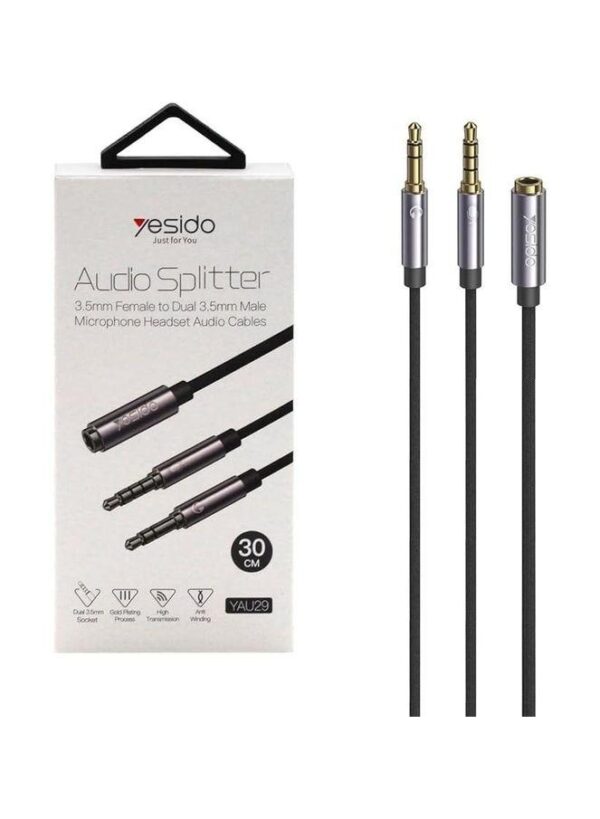 YAU29 3.5mm 2 Male to 1 Female Headphone Microphone Adapter Y Splitter Audio Cable High Quality - Image 4