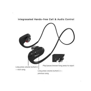 SP02 Stereo Wireless Noise Cancelling Earphones with Microphone - Black