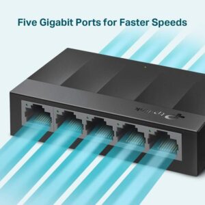 5-Port Gigabit Desktop Switch, 5 Gigabit RJ45 Ports, Desktop Plastic Case