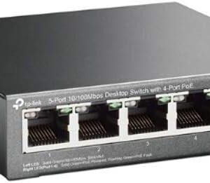 PoE Switch 5-Port 100 Mbps, 4 PoE+ ports up to 30 W for each PoE port and 67 W for all PoE ports, Metal Casing, Plug and Play, Ideal for IP Surveillance and Access Point