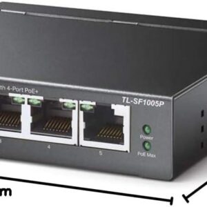 PoE Switch 5-Port 100 Mbps, 4 PoE+ ports up to 30 W for each PoE port and 67 W for all PoE ports, Metal Casing, Plug and Play, Ideal for IP Surveillance and Access Point
