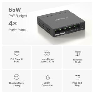 5-Port Gigabit Desktop Switch with 4-Port PoE+