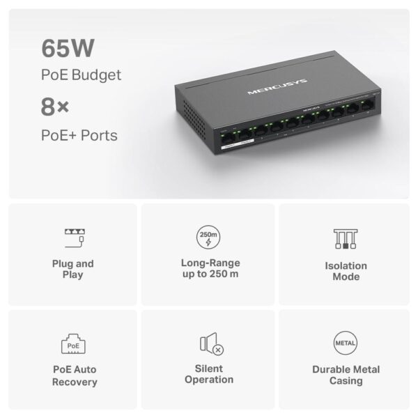 10-Port 10/100Mbps Desktop Switch with 8-Port PoE+ - Image 4