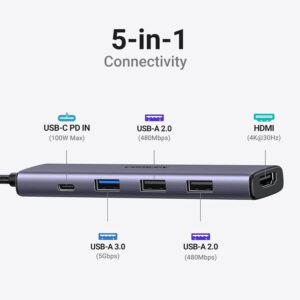USB Type C to HDMI + USB 3.0*3 + PD Power Converter  (5-in-1)