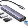 USB-C to 3×USB3.0 Hub+RJ45 (1000M) Ethernet Adapter (4-in-1)