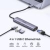 USB-C to 3×USB3.0 Hub+RJ45 (1000M) Ethernet Adapter (4-in-1) - Image 4