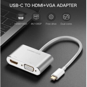USB Type C to HDMI + VGA Converter (White)