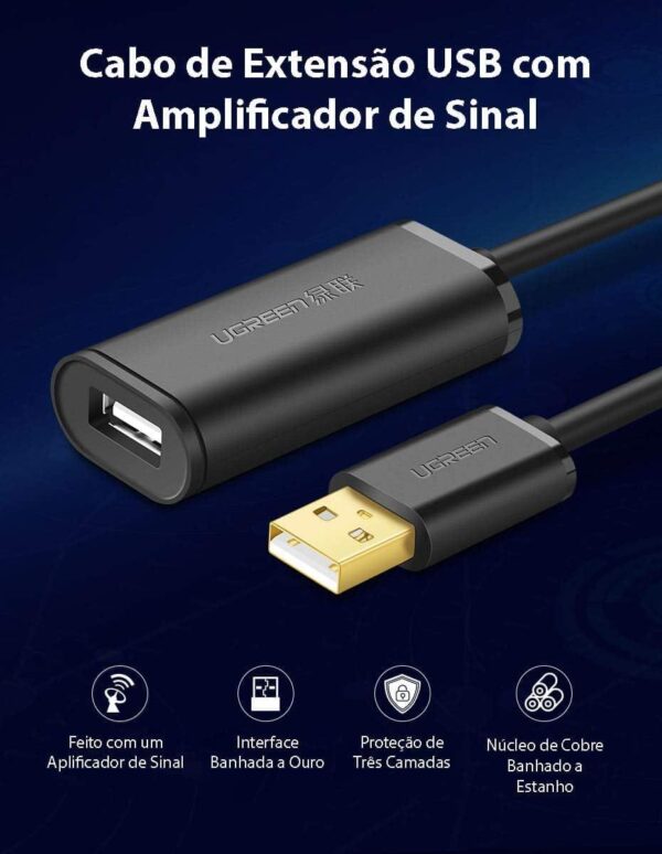 USB 2.0 Active Extension Cable with Chipset 25m (Black) - Image 3