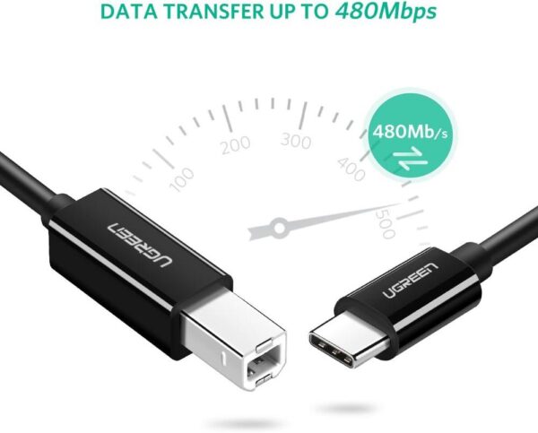 USB-C to USB 2.0 Print Cable 2m  Black - Image 2