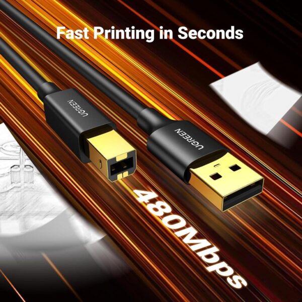 ⁦USB 2.0 AM to BM Print Cable 5m (Black)⁩ - الصورة ⁦3⁩
