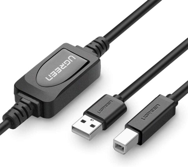 USB 2.0 A Male to B Male Active Printer Cable 10m (Black)