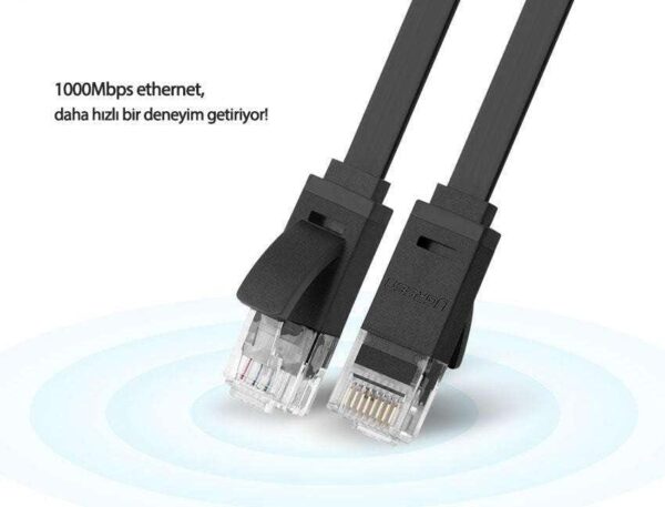 ⁦UGREEN Cat 6 U/UTP Lan Flat Cable 15m (Black)⁩ - الصورة ⁦4⁩