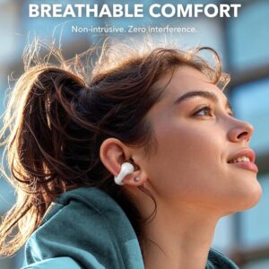 C30i Open-Ear Earbuds, Clip-On Headphones, Lightweight Comfort, Stable Fit, Firm-Shell Design, Attachable Ear Grips, Big Drivers for Clear Audio, 30H Play, IPX4 Water-Resistant