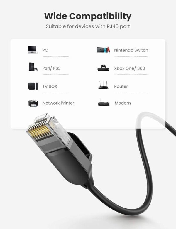 ⁦CAT 6A Pure Copper Ethernet Cable OD2.8 1m (Black)⁩ - الصورة ⁦4⁩