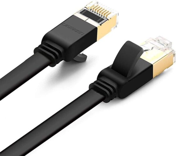 ⁦Cat 7 U/FTP Lan Cable Flat Design 1m (Black)⁩ - الصورة ⁦2⁩