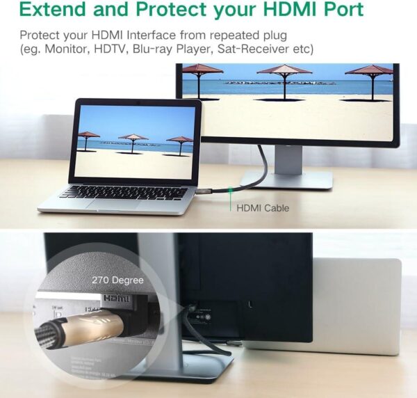 ⁦UGREEN HDMI Male to Female Adapter Up- Black⁩ - الصورة ⁦3⁩