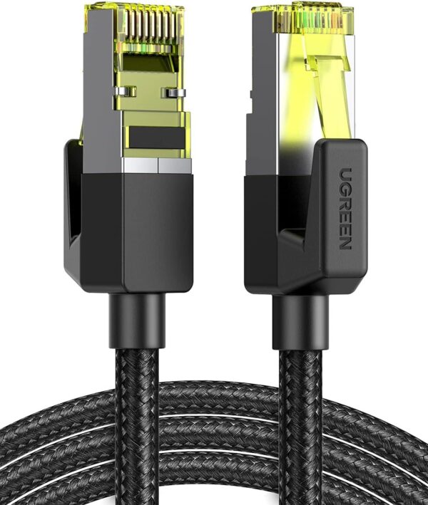 CAT7 Shielded Round Cable with Braided Modular Plugs 0.5m