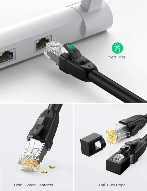 Cat 8 Pure Copper Patch Cord 1m (Black) - Image 3