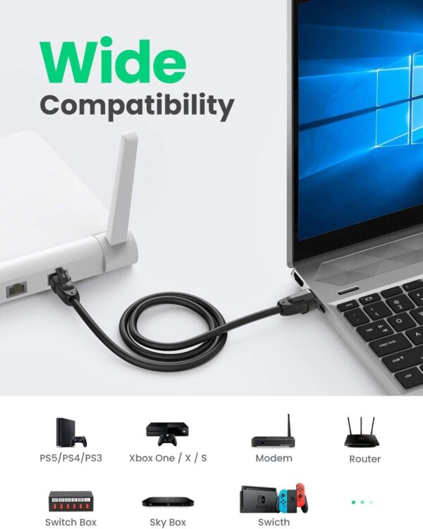 ⁦UGREEN cat 8 Pure Copper Patch Cord 2m (Black)⁩ - الصورة ⁦2⁩