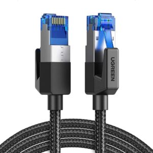 Cat8 Pure Copper Ethernet Cable Round Braided OD5.5mm 1.5m (Black) 80430