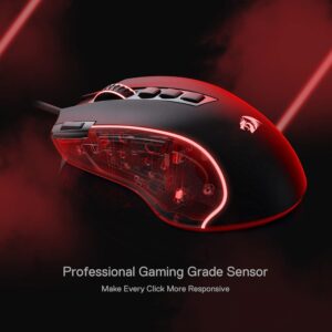 M612 Predator RGB Gaming Mouse, 8000 DPI Wired Optical Gamer Mouse with 11 Programmable Buttons & 5 Backlit Modes, Software Supports DIY Keybinds Rapid Fire Button