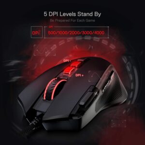 M612 Predator RGB Gaming Mouse, 8000 DPI Wired Optical Gamer Mouse with 11 Programmable Buttons & 5 Backlit Modes, Software Supports DIY Keybinds Rapid Fire Button