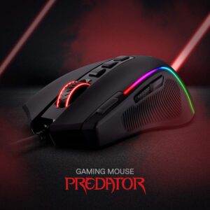 M612 Predator RGB Gaming Mouse, 8000 DPI Wired Optical Gamer Mouse with 11 Programmable Buttons & 5 Backlit Modes, Software Supports DIY Keybinds Rapid Fire Button