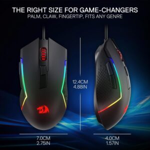 M616 RGB Gaming Mouse, 10000 DPI Wired Optical Mouse with 6 Programmable Buttons & 8 Backlit Modes, Software Supports DIY Keybinds