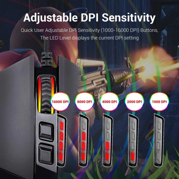 M801 Mammoth 16,400 DPI Programmable Laser Gaming Mouse - Image 6