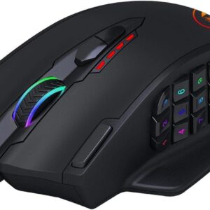 M908 12400 DPI Impact MMO Gaming Mouse w/ 18 Programmable Buttons, Weight Tuning Cartridge, 12 Side Buttons