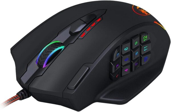 M908 12400 DPI Impact MMO Gaming Mouse w/ 18 Programmable Buttons, Weight Tuning Cartridge, 12 Side Buttons - Image 2