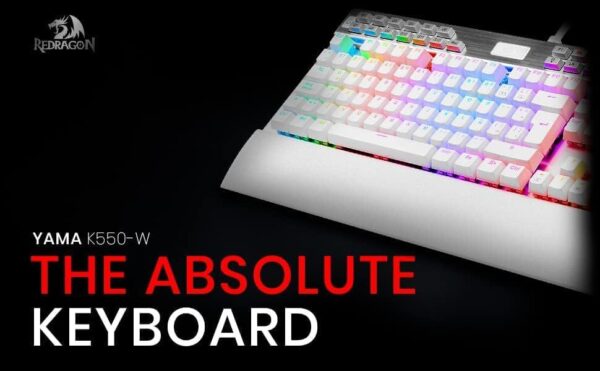 ⁦K550W Yama White Spanish Mechanical Keyboard, RGB for Gaming with Dedicated Multimedia Keys, Purple Switches, Detachable-Magnetic Wrist Rest⁩ - الصورة ⁦2⁩