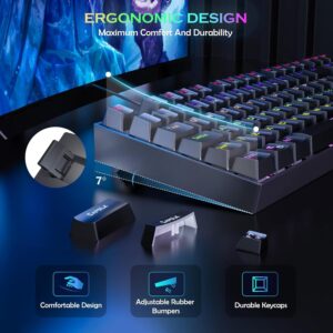 K551 Mechanical Gaming Keyboard Wired with Red Switches Cherry MX Equivalent for Windows Gaming PC UK Layout (Rainbow RGB Backlit Black)