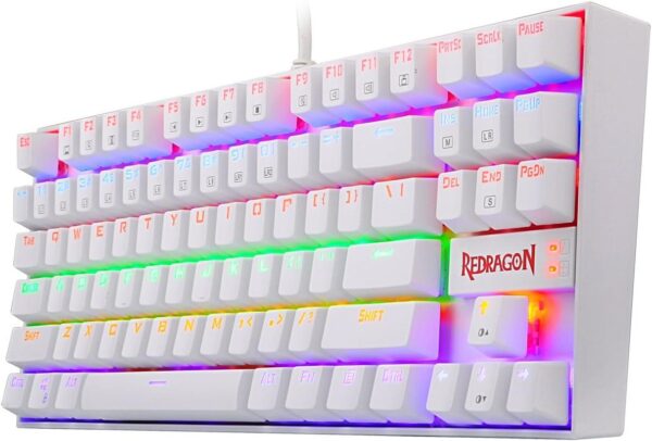 K552 Rainbow Mechanical Gaming Keyboard (Red Switch 87 Key TKL Design, White), USB