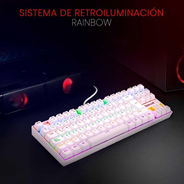 ⁦K552 Rainbow Mechanical Gaming Keyboard (Red Switch 87 Key TKL Design, White), USB⁩ - الصورة ⁦2⁩