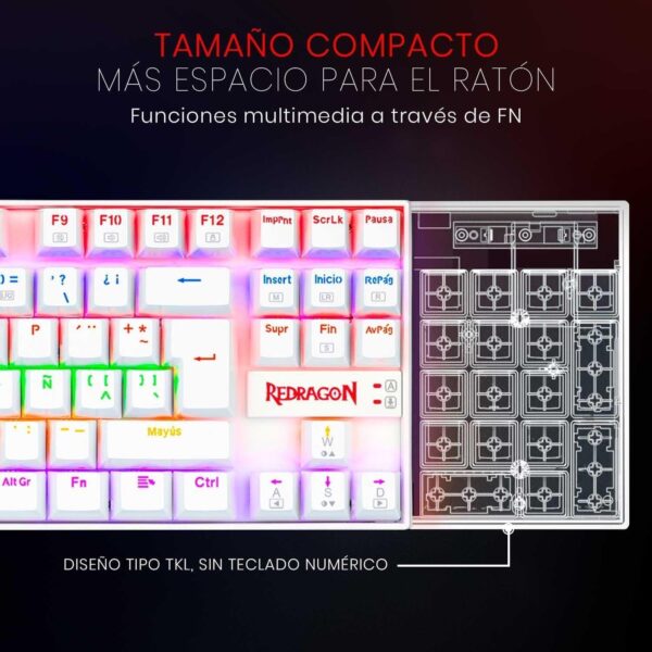 ⁦K552 Rainbow Mechanical Gaming Keyboard (Red Switch 87 Key TKL Design, White), USB⁩ - الصورة ⁦5⁩