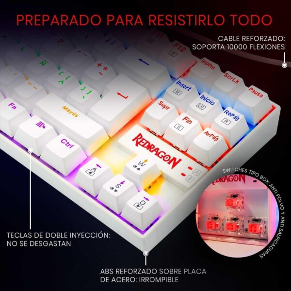 ⁦K552 Rainbow Mechanical Gaming Keyboard (Red Switch 87 Key TKL Design, White), USB⁩ - الصورة ⁦6⁩