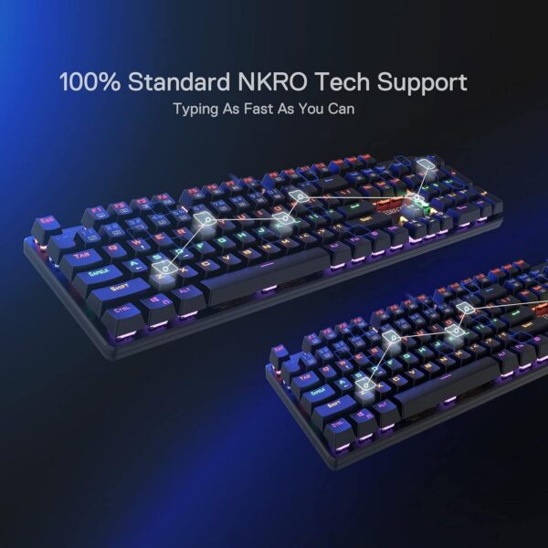 K608 Valheim Mechanical Gaming Keyboard, Tactile Brown Switch, 104 Keys, LED Rainbow Backlit, Wired Keyboard, Full-Key Rollover, Ergonomic Keyboard, for Office and Gaming, US QWERTY - Image 3