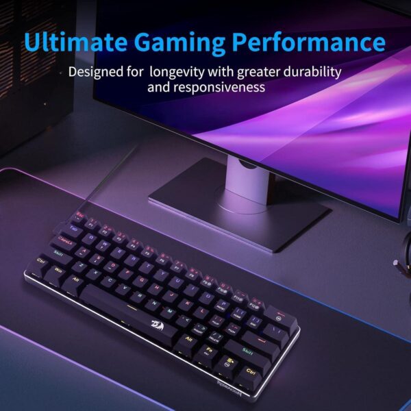 ⁦K613 JAX Gaming Mechanical Keyboard - Blue Switch HotSwappable - Rainbow Led Lighting - English and Arabic (Black)⁩ - الصورة ⁦5⁩