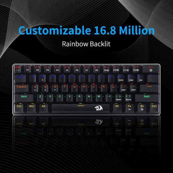 ⁦K613 JAX Gaming Mechanical Keyboard - Blue Switch HotSwappable - Rainbow Led Lighting - English and Arabic (Black)⁩ - الصورة ⁦7⁩