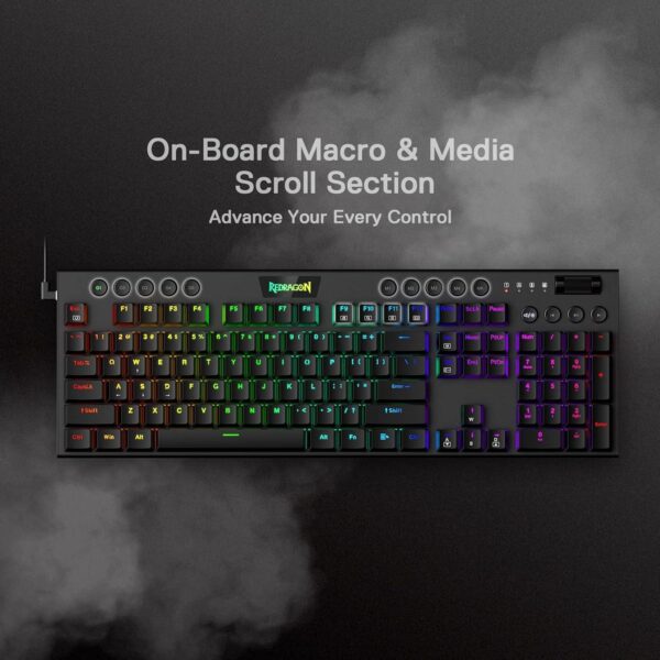 K619 Horus RGB Mechanical Keyboard, Ultra-Thin Designed Wired Gaming Keyboard w/Low Profile Keycaps, Dedicated Media Control & Linear Red Switch, Pro Software Supported - Image 2