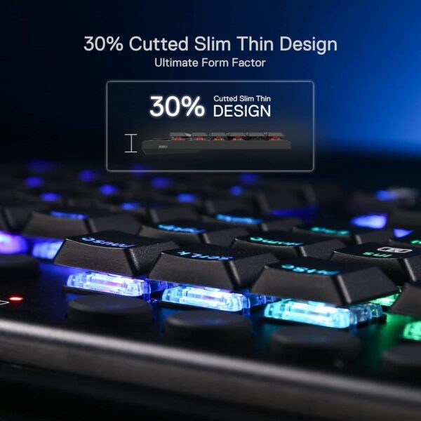 K619 Horus RGB Mechanical Keyboard, Ultra-Thin Designed Wired Gaming Keyboard w/Low Profile Keycaps, Dedicated Media Control & Linear Red Switch, Pro Software Supported - Image 6